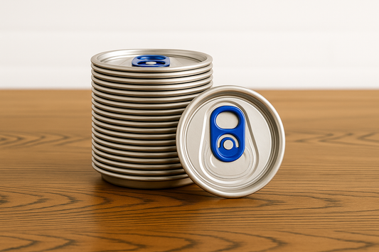 CanGo Silver Lids with Blue Tab - Sleeve of 100
