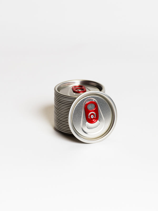 Silver lid, red tab